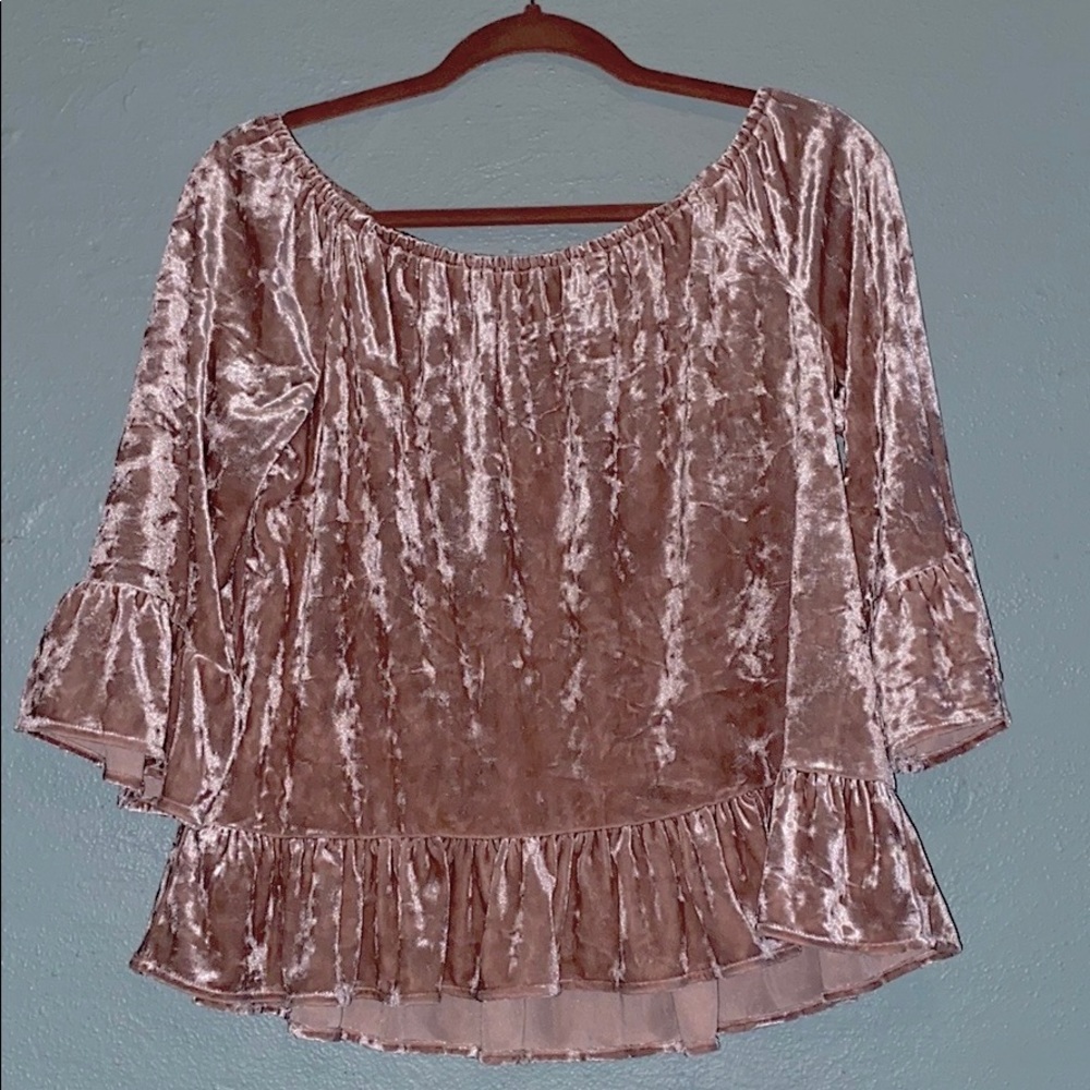 Velvety, Pink, Off-the-Shoulder Shirt